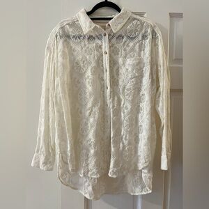 Anthropologie (Pilcro) cotton lace blouse Sz M
